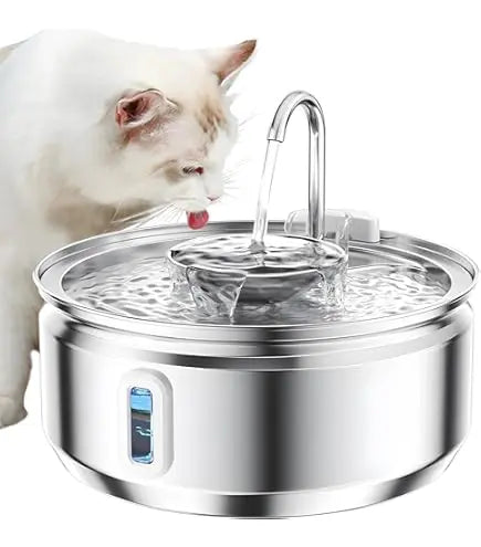 JUHANI Fuente de Agua para Mascotas 3.2L | Acero Inoxidable | Bomba Silenciosa