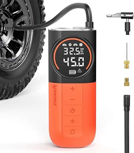 ETENWOLF S1 Compresor de Aire Portátil 160 PSI | Inflador Inalámbrico para Auto y Bicicleta
